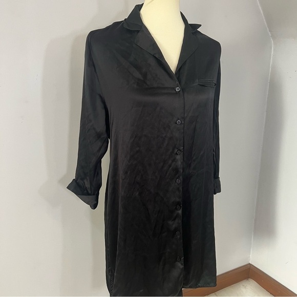 La Perla black silk robe Basic Silk Sleepshirt lingerie luxury Italian made sz M - Picture 3 of 12
